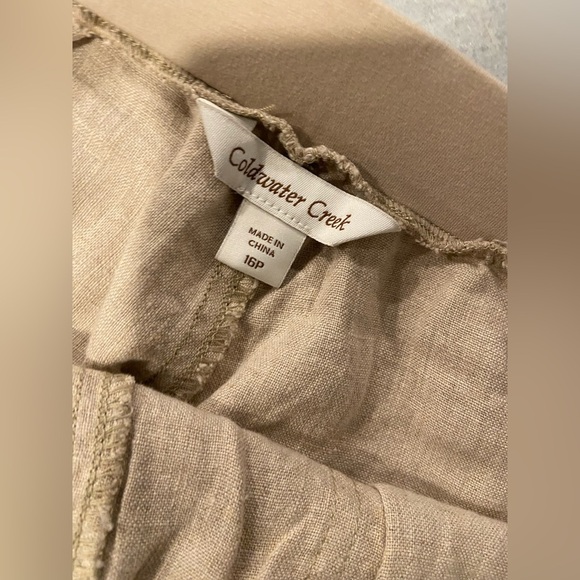NWT Coldwater Creek Size 16P Flax 100% Linen Pull On Straight Leg Pants Beachy - Picture 11 of 13